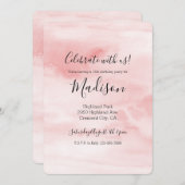 ガーリー赤面ピンクウォーターパーソナライズされた色 招待状 (正面/裏面)