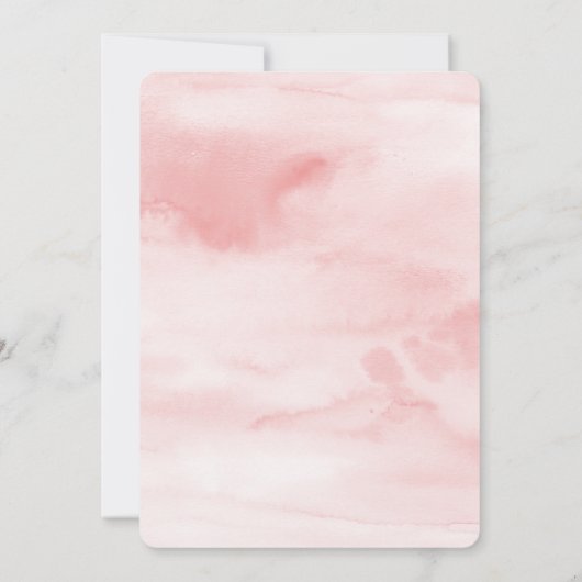 ガーリー赤面ピンクウォーターパーソナライズされた色 招待状 (裏面)