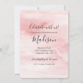 ガーリー赤面ピンクウォーターパーソナライズされた色 招待状 (正面)