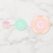 ガーリー赤面ピンクエイジ誕生日フォトイニシャル コンフェッティ (正面)