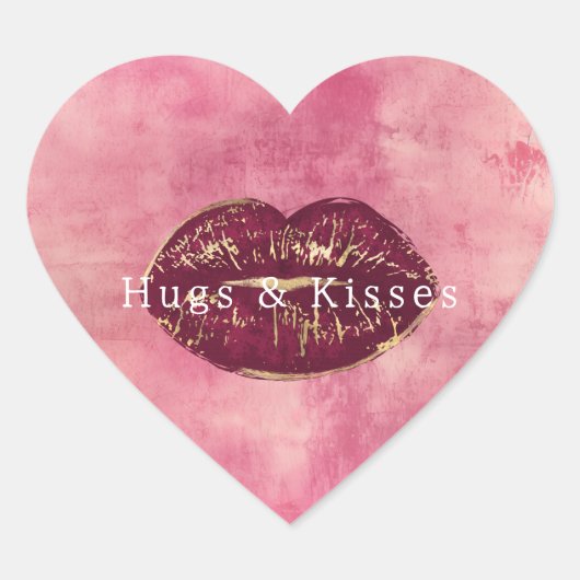 ガーリー赤面ピンクスパークルグリッターハート ハートシール (正面)