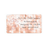 ガーリー赤面ピンクダイヤモンドバラ金ゴールド差出人住所 ラベル (正面)