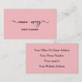 ガーリー赤面ピンクトレンディー書道イベントプランナー 名刺 (正面/裏面)