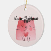 ガーリー赤面ピンクハート猫 セラミックオーナメント (左)