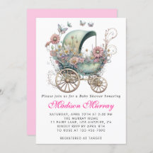 ガーリー赤面ピンクフローラ乳母車ベビーカー赤ちゃんシャワー