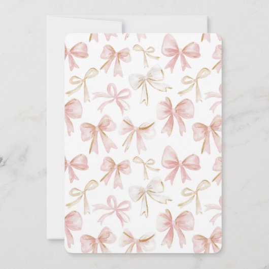 ガーリー赤面ピンクボウズブライダルシャワー 招待状 (裏面)