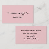 ガーリー赤面ピンクメイクアップアーティストサロントレンディー 名刺 (正面/裏面)