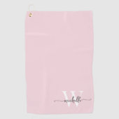 ガーリー赤面ピンクモノグラエレガントム名スクリプトゴルフ ゴルフタオル (正面)