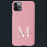 ガーリー赤面ピンクモノグラムエレガントグレーシックなスクリプト iPhone 11Pro MAXケース<br><div class="desc">赤面ガーリーピンクモノグラムエレガントグレイシックなスクリプトフォンケース</div>
