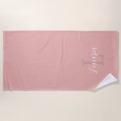 ガーリー赤面ピンクモノグラム名スクリプトパーソナライズされた ビーチタオル (正面)