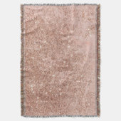 ガーリー赤面ピンクローズ金ゴールドグリッター大理石 スローブランケット (正面縦)