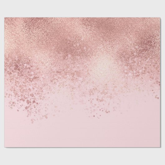 ガーリー赤面ピンクローズ金ゴールド噴霧紙吹雪グラデーション ラッピングペーパー (フラット)