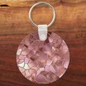 ガーリー赤面ピンクローズ金ゴールド抽象芸術モノグラム キーホルダー (裏面)