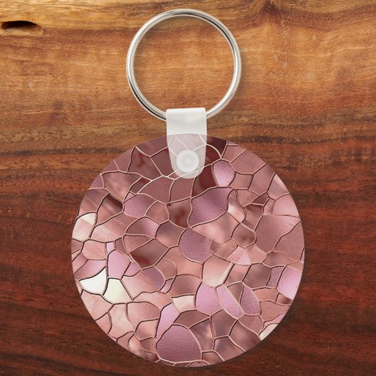 ガーリー赤面ピンクローズ金ゴールド抽象芸術モノグラム キーホルダー (裏面)