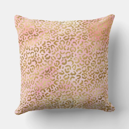 ガーリー赤面ピンク絞り染め金ゴールドヒョウ印刷 クッション (裏面)