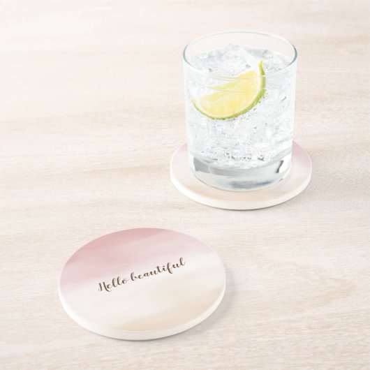 ガーリー赤面ピンク金ゴールドグラデーションクリーム コースター (側面)