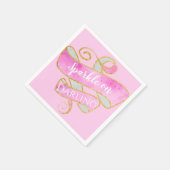 ガーリー赤面ピンク金ゴールドグリッタースパークルオンダーリング スタンダードカクテルナプキン (角)