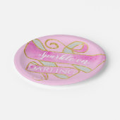 ガーリー赤面ピンク金ゴールドグリッタースパークルオンダーリング ペーパープレート (アングル)
