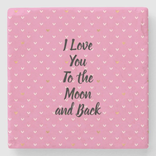 ガーリー赤面ピンク金ゴールドハート ストーンコースター (正面)