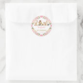 ガーリー赤面ピンク金ゴールドフローラWoodland第1誕生日 ラウンドシール (バッグ)