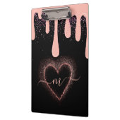 ガーリー赤面ピ絵を描ックドリップグリッター モノグラムの クリップボード (左)