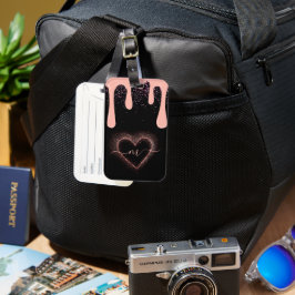 ガーリー赤面ピ絵を描ックドリップグリッター モノグラムの ラゲッジタグ