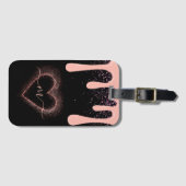 ガーリー赤面ピ絵を描ックドリップグリッター モノグラムの ラゲッジタグ (正面横)