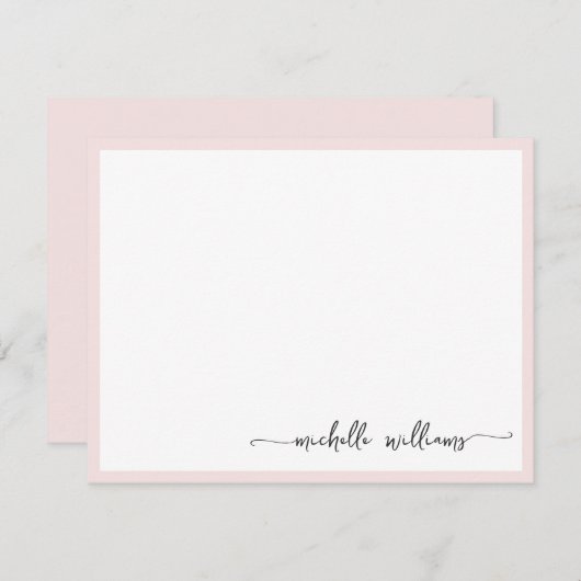 ガーリー赤面モノグスタイリッシュラム名の署名スクリプト ノートカード (正面/裏面)