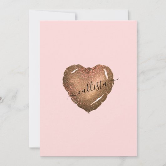 ガーリー赤面金ゴールドグリッターハートバルーンスウィート16 招待状 (裏面)