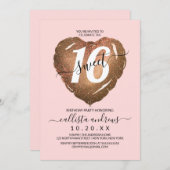 ガーリー赤面金ゴールドグリッターハートバルーンスウィート16 招待状 (正面/裏面)