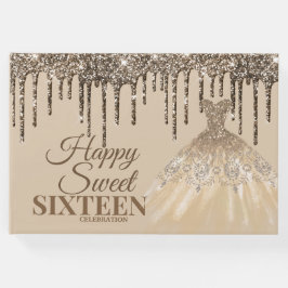 ガーリー輝くグリッタードリップスパークスウィート16誕生日 ゲストブック