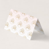 ガーリー金ゴールドの子犬の白ピンクのグラデーションパターン 名刺 (裏面)