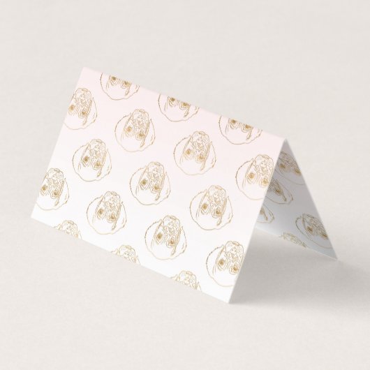 ガーリー金ゴールドの子犬の白ピンクのグラデーションパターン 名刺 (裏面)