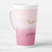 ガーリー金ゴールドキラキラ光るまつげピングラデーションク カフェラテマグ (左アングル)