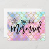 ガーリー金ゴールドグラデーショングリッターは常に人魚になる ポストカード (正面/裏面)