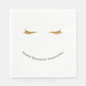 ガーリー金ゴールドグラムグリッターまつげ スタンダードランチョンナプキン (正面)