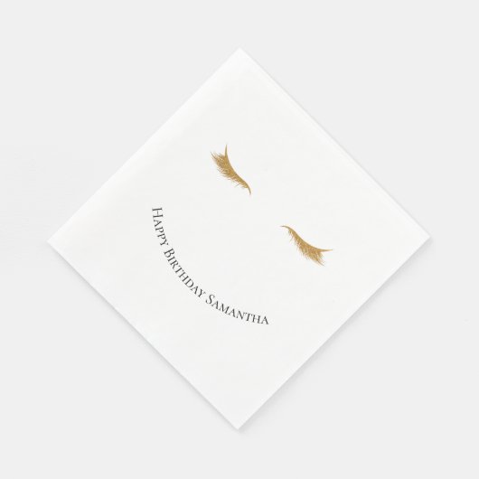 ガーリー金ゴールドグラムグリッターまつげ スタンダードランチョンナプキン (角)