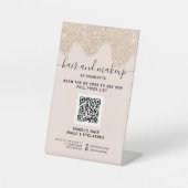 ガーリー金ゴールドグリッターが化粧のデジタルQR価格 台座サイン (正面)