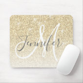 ガーリー金ゴールドグリッタースパークルスモノグラム名 マウスパッド (マウス)