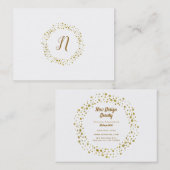 ガーリー金ゴールドグリッタードットモダンロミニマルゴ 名刺 (正面/裏面)