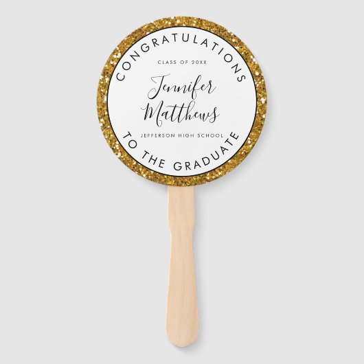 ガーリー金ゴールドグリッター卒業学校授業の写真 ハンドファン (正面)