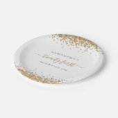 ガーリー金ゴールドグリッター名日付21番目のパーティー ペーパープレート (アングル)