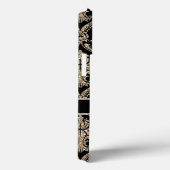 ガーリー金ゴールドグリッター宝石wブラックダマスクモノグラム Case-Mate iPhoneケース (裏面 / 右)