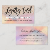 ガーリー金ゴールドグリッター虹色ホログラフィグラデーションー ロイヤリティカード (正面/裏面)