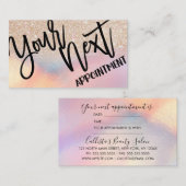 ガーリー金ゴールドグリッター虹色ホログラフィグラデーションー 予約カード (正面/裏面)