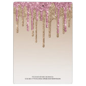 ガーリー金ゴールドピンクグリッターモノグラム名 クリップボード (裏面)