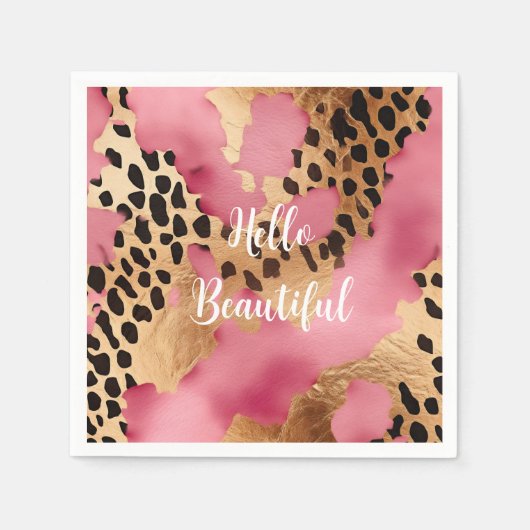 ガーリー金ゴールドピンク スタンダードカクテルナプキン (正面)