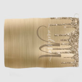 ガーリー金ゴールドブラッシュメタル滴下グリッター名 ゴルフタオル (横)