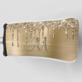 ガーリー金ゴールドブラッシュメタル滴下グリッター名 ゴルフヘッドカバー