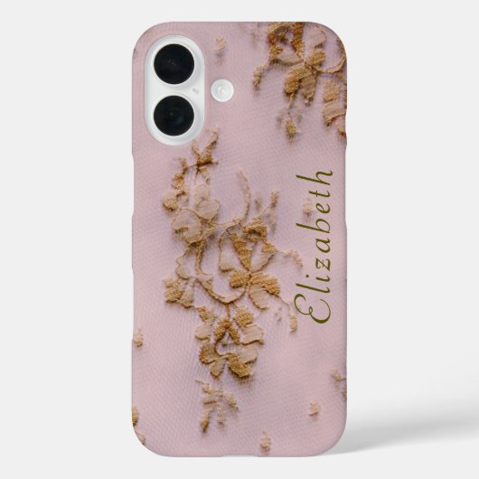 ガーリー金ゴールドレース赤面ピンクフェミニンとエレガント Case-Mate iPhoneケース (裏面)